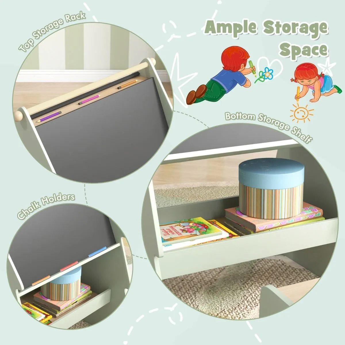 Montessori Double-sided "Learning Tree" Kids Art Easel with Chair | Paper Roll & Storage | 3 Years 