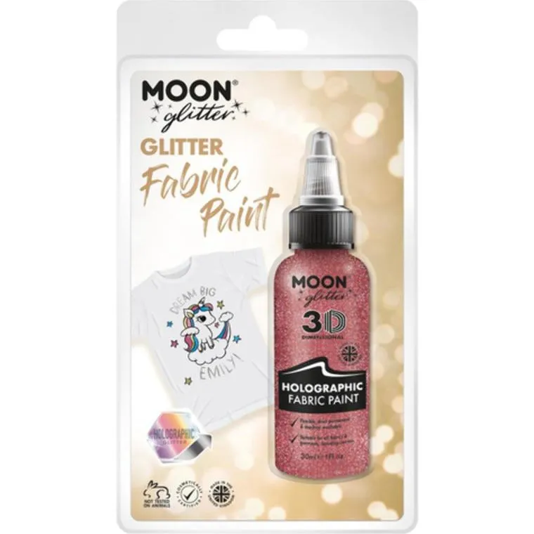 Moon Glitter Holographic Glitter Fabric Paint, Pink