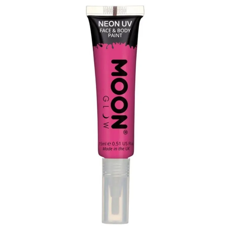 Moon Glow Intense Neon Uv Face Paint, Hot Pink With Brush Applicator