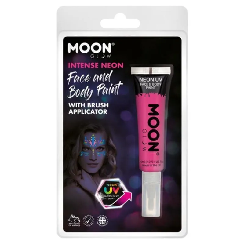 Moon Glow Intense Neon Uv Face Paint, Hot Pink With Brush Applicator