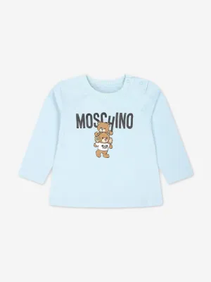 Moschino Baby Long Sleeve Logo T-Shirt in Blue