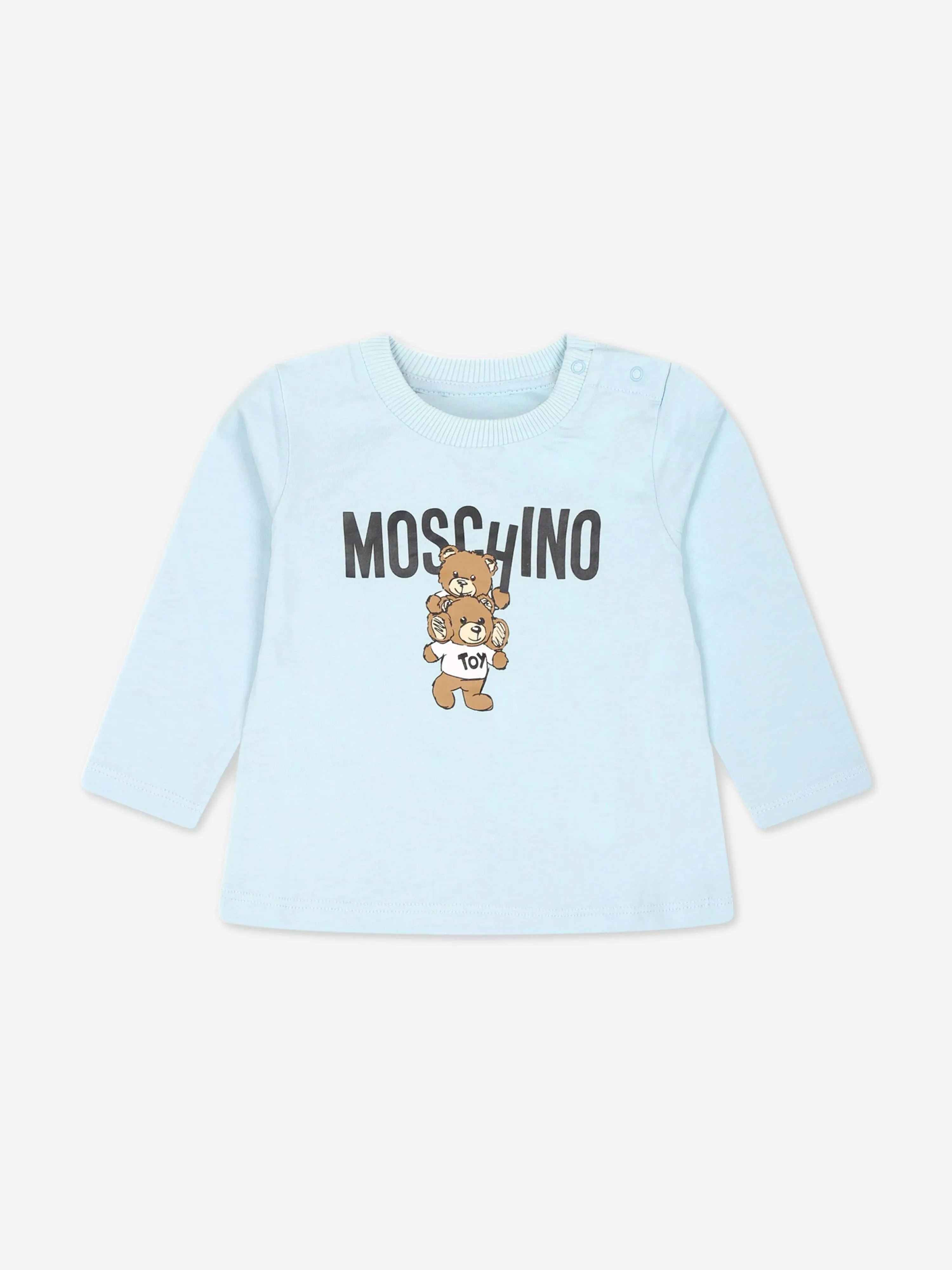 Moschino Baby Long Sleeve Logo T-Shirt in Blue