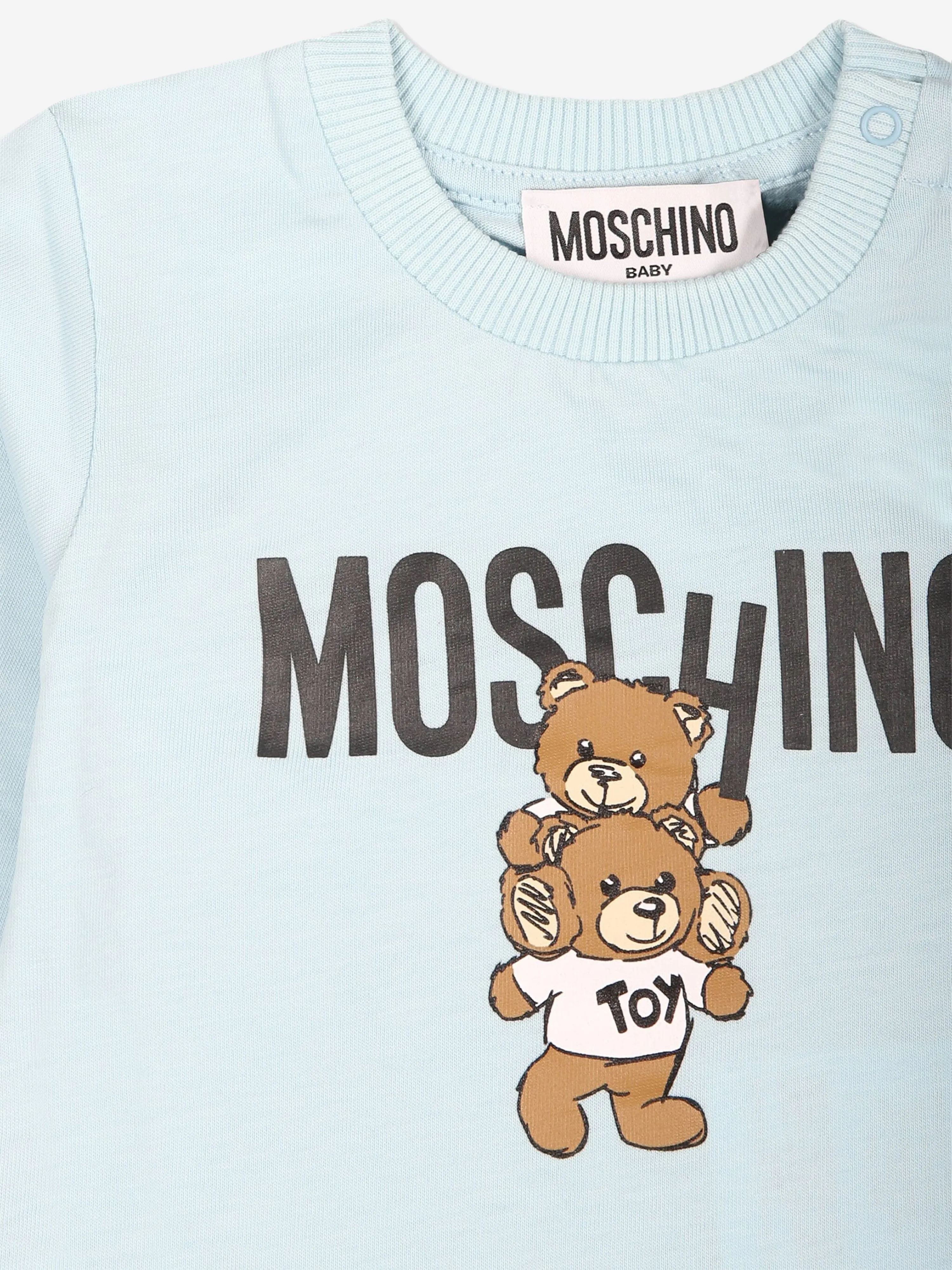 Moschino Baby Long Sleeve Logo T-Shirt in Blue