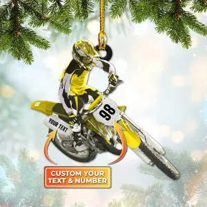 Motocross, Biker, Custom Shaped Ornament 02.3 (Yellow Set)