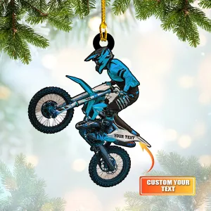 Motocross, Biker, Custom Shaped Ornament 05.5 (Blue Set)