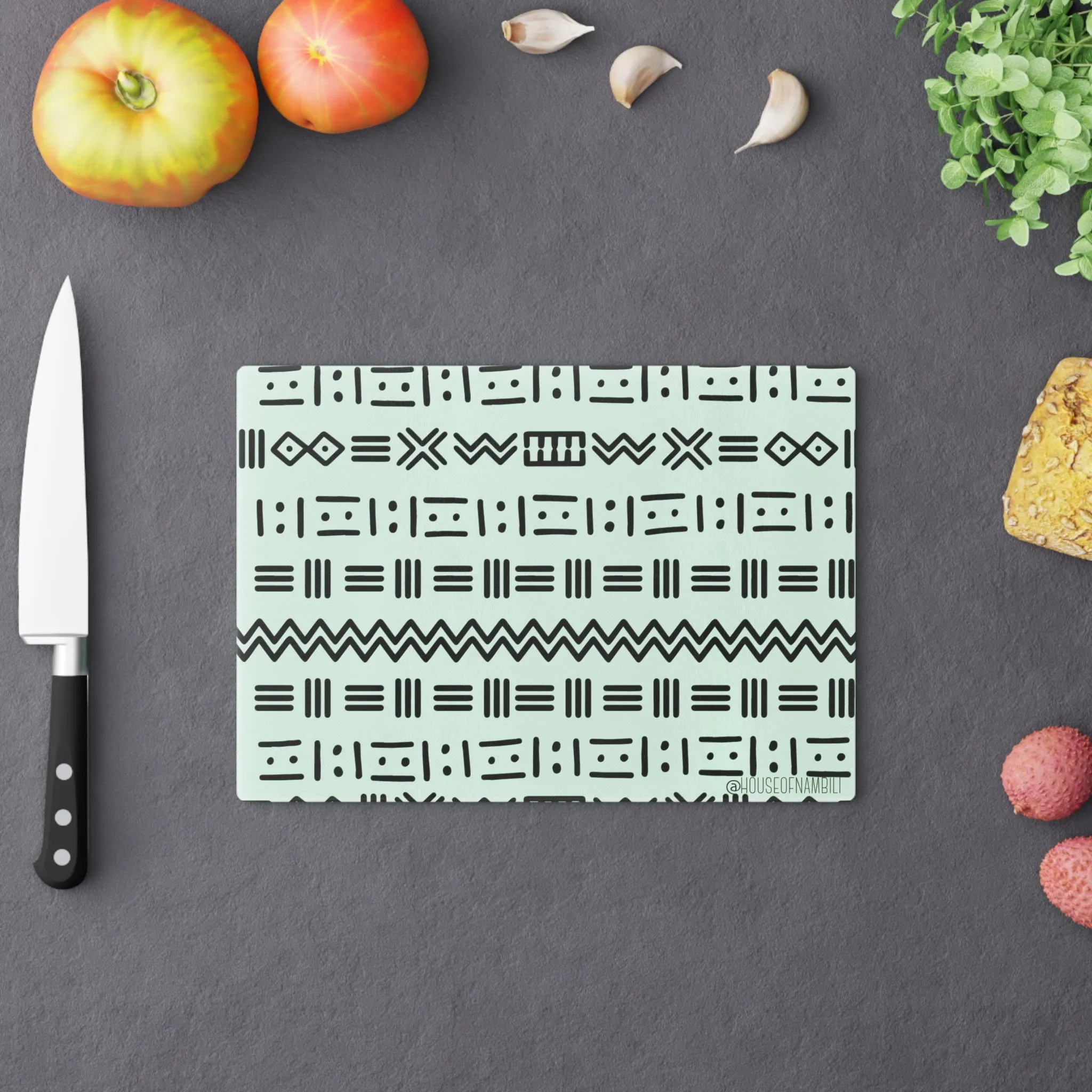 Mud Cloth Glass Chopping Block - 8