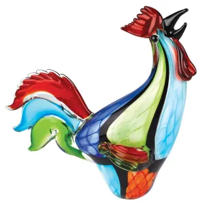 Murano Style Art Glass Super Rooster h16 inches