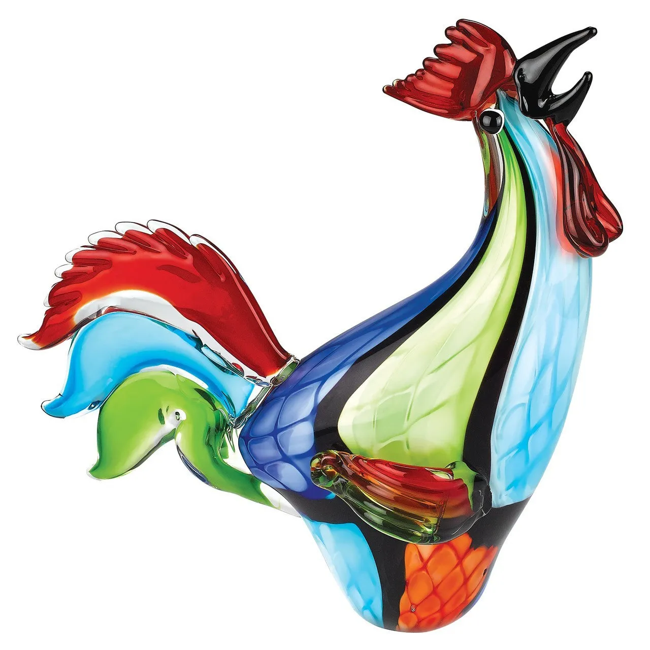Murano Style Art Glass Super Rooster h16 inches