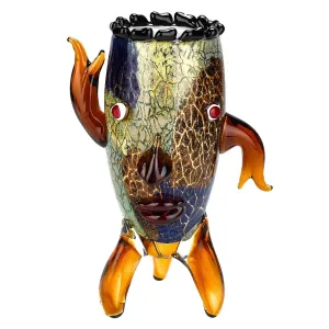 Murano Style Art Glass Vase with a Face