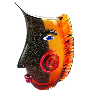 Murano Style Glass Vase with a Face