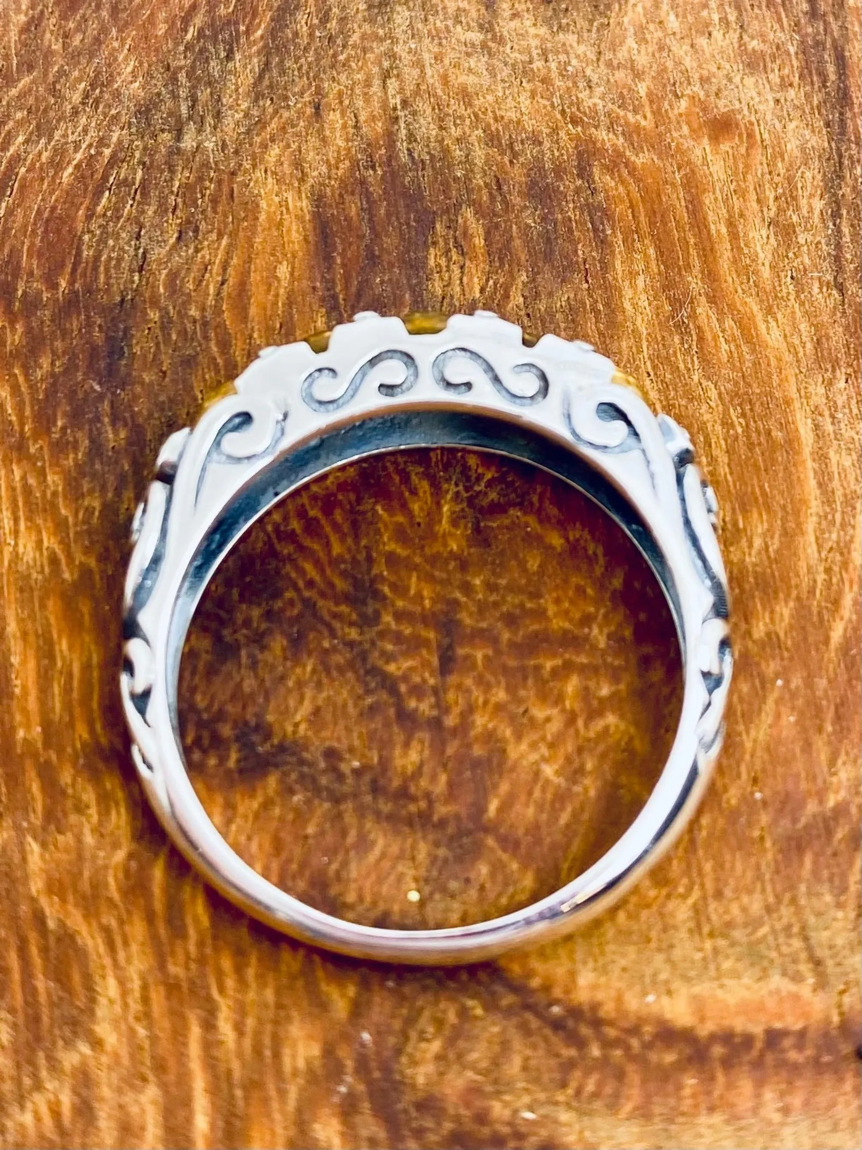 Natural Yellow Citrine Ring, Size 8 Ring, 5-Stone Georgian Ring, Victorian Jewelry Design#D19 - Ready to Ship