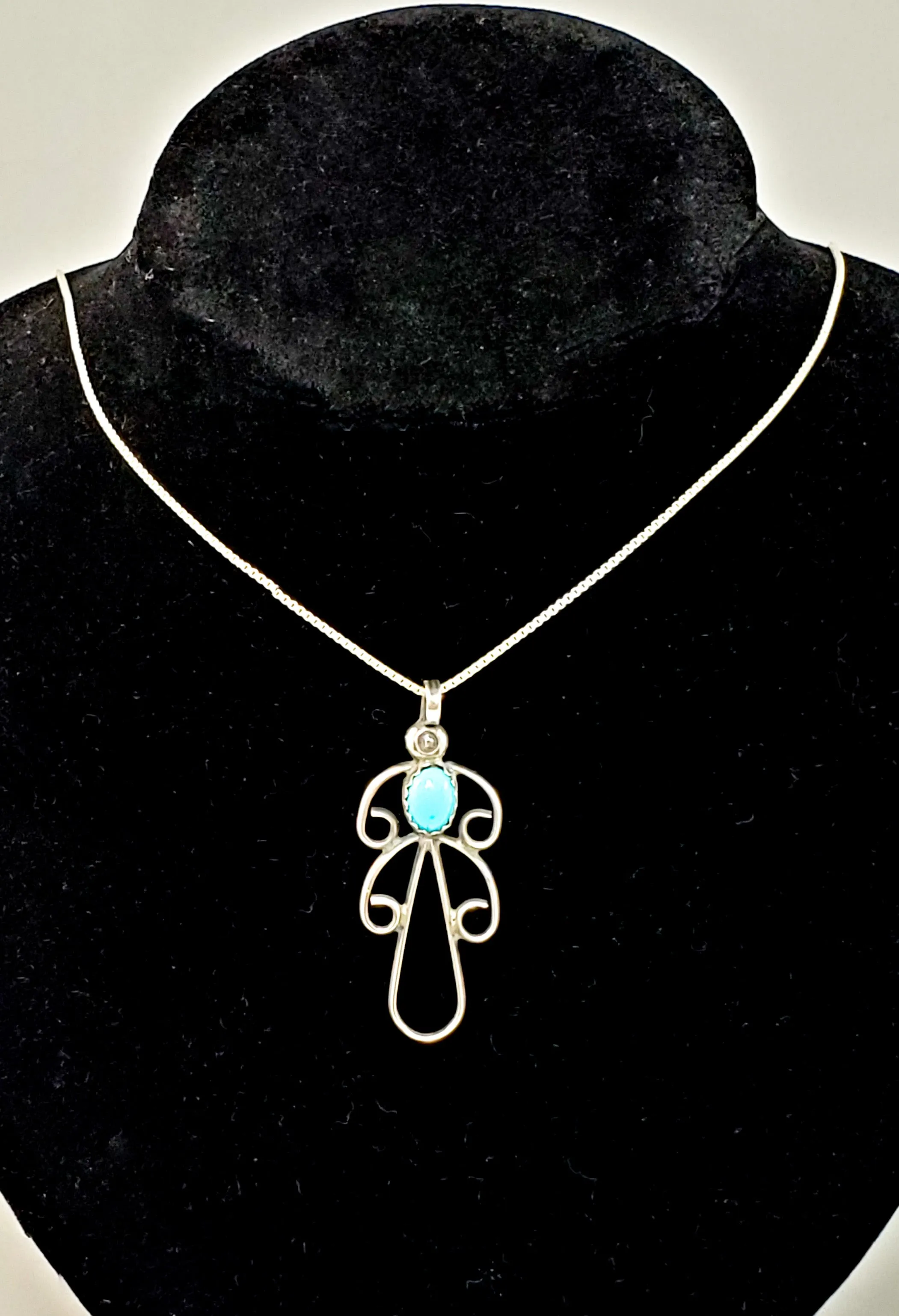 Navajo turquoise sterling silver Native American turquoise bird pendant necklace 925