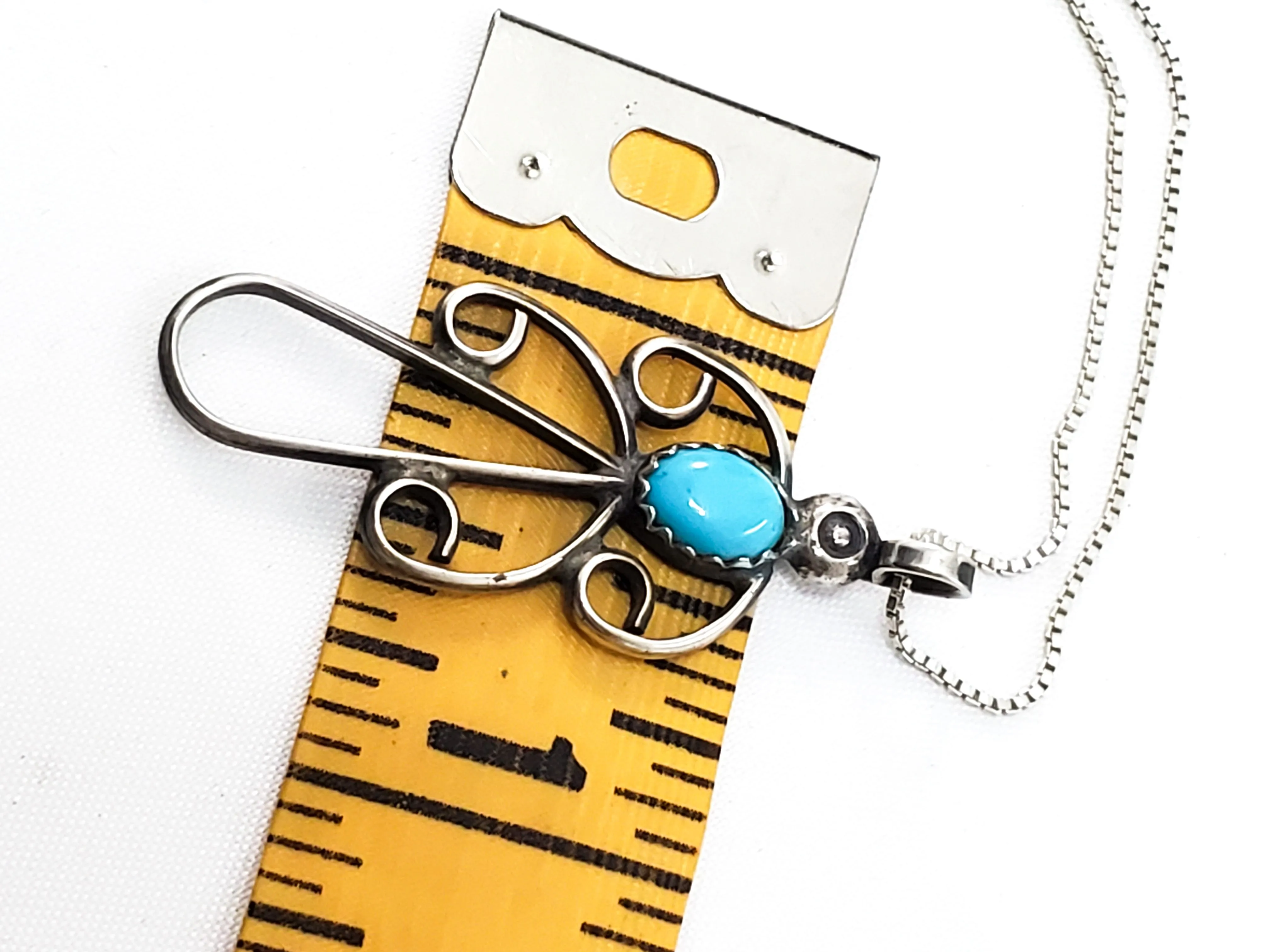 Navajo turquoise sterling silver Native American turquoise bird pendant necklace 925
