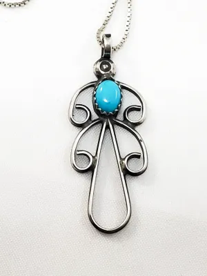 Navajo turquoise sterling silver Native American turquoise bird pendant necklace 925