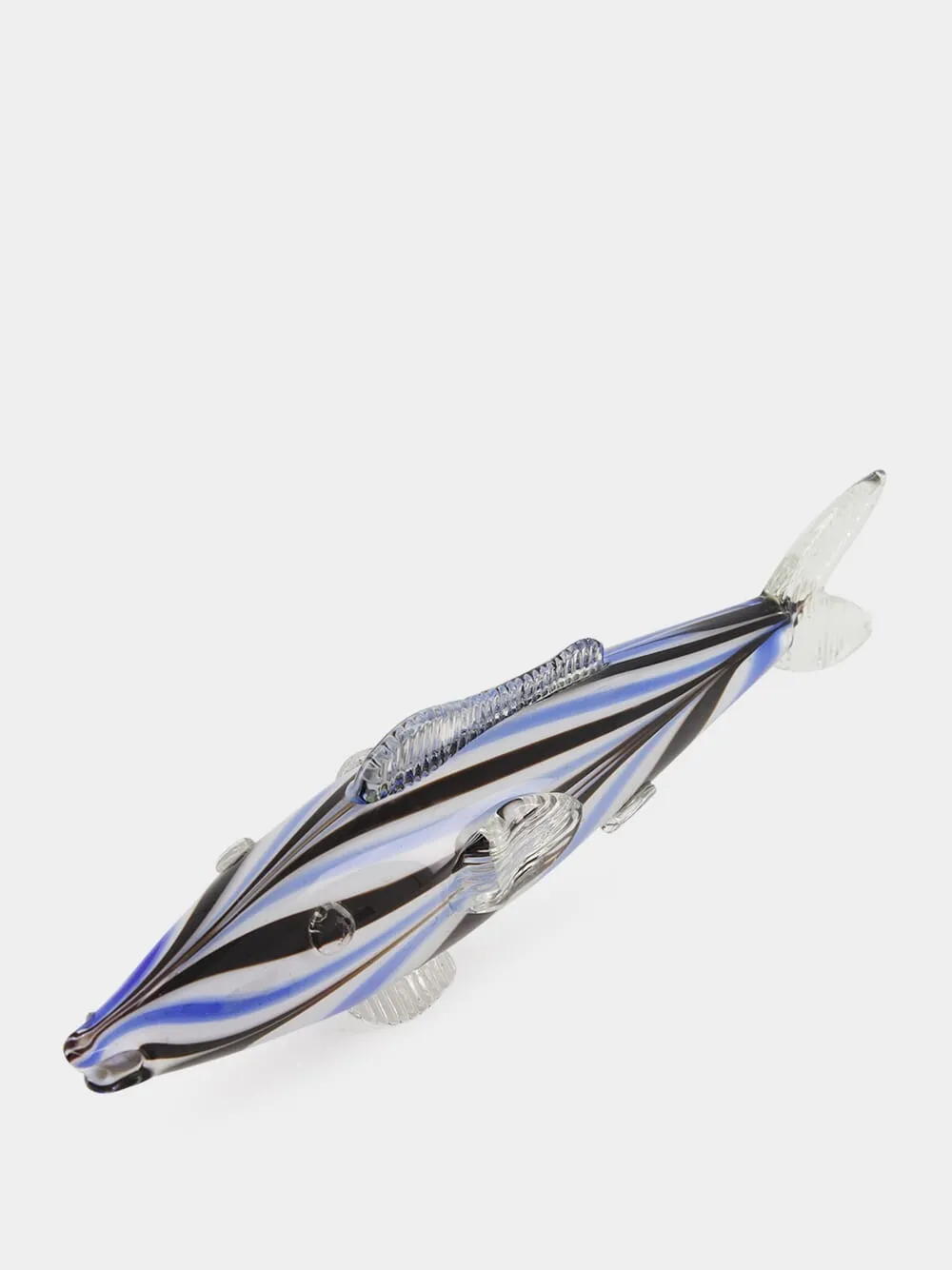 Navy and Light Blue Glass Fish Sculpture