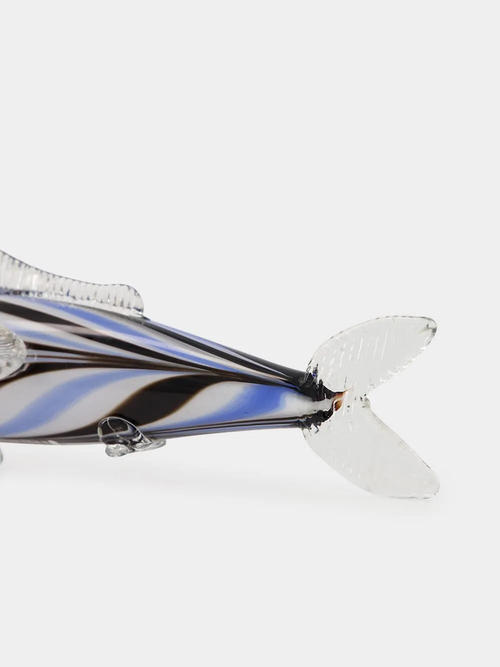Navy and Light Blue Glass Fish Sculpture