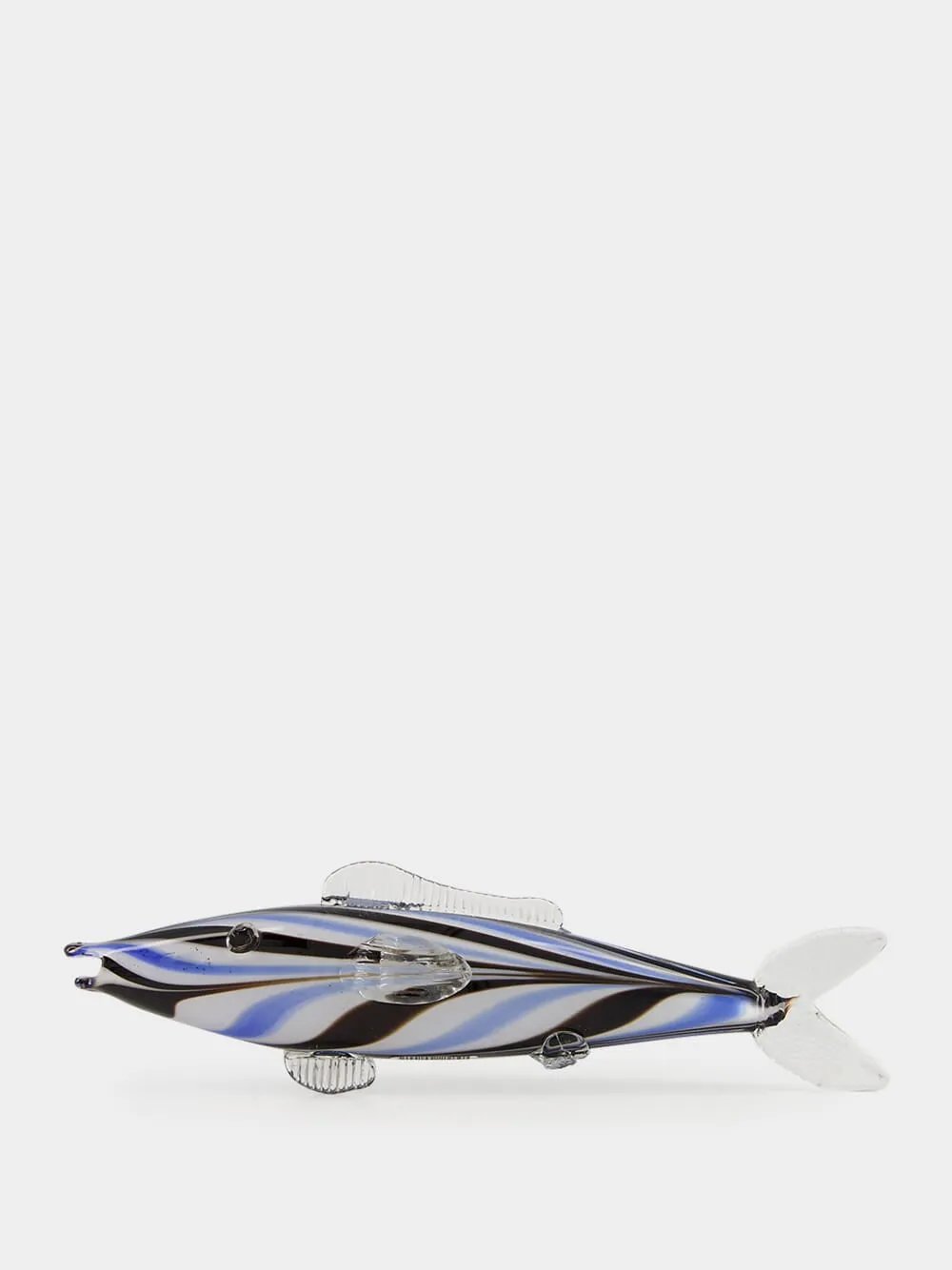 Navy and Light Blue Glass Fish Sculpture