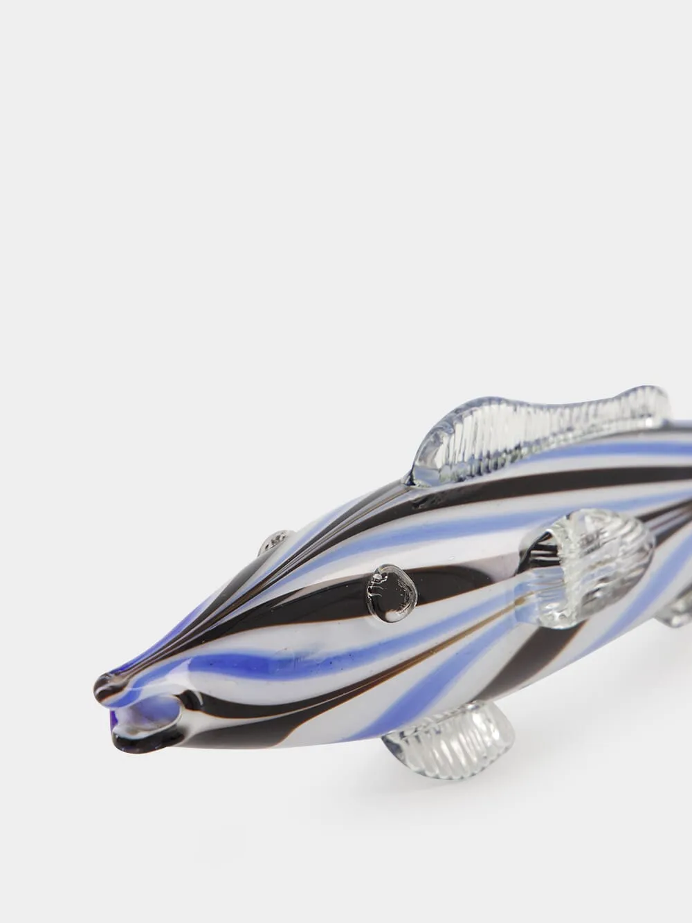 Navy and Light Blue Glass Fish Sculpture