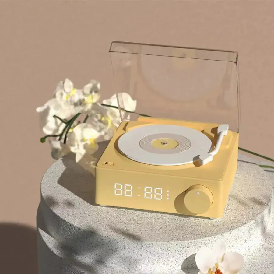 New Retro Vinyl Wireless Bluetooth Speaker Alarm Clock
