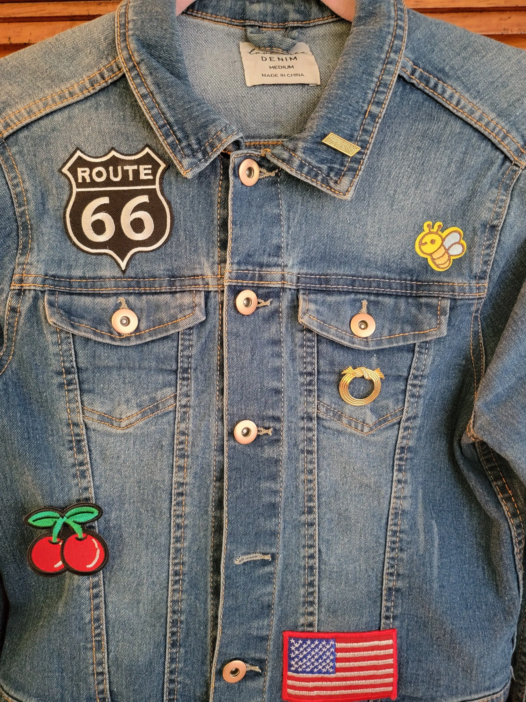 Nice Day Smiley Face Denim Jacket Upcycle