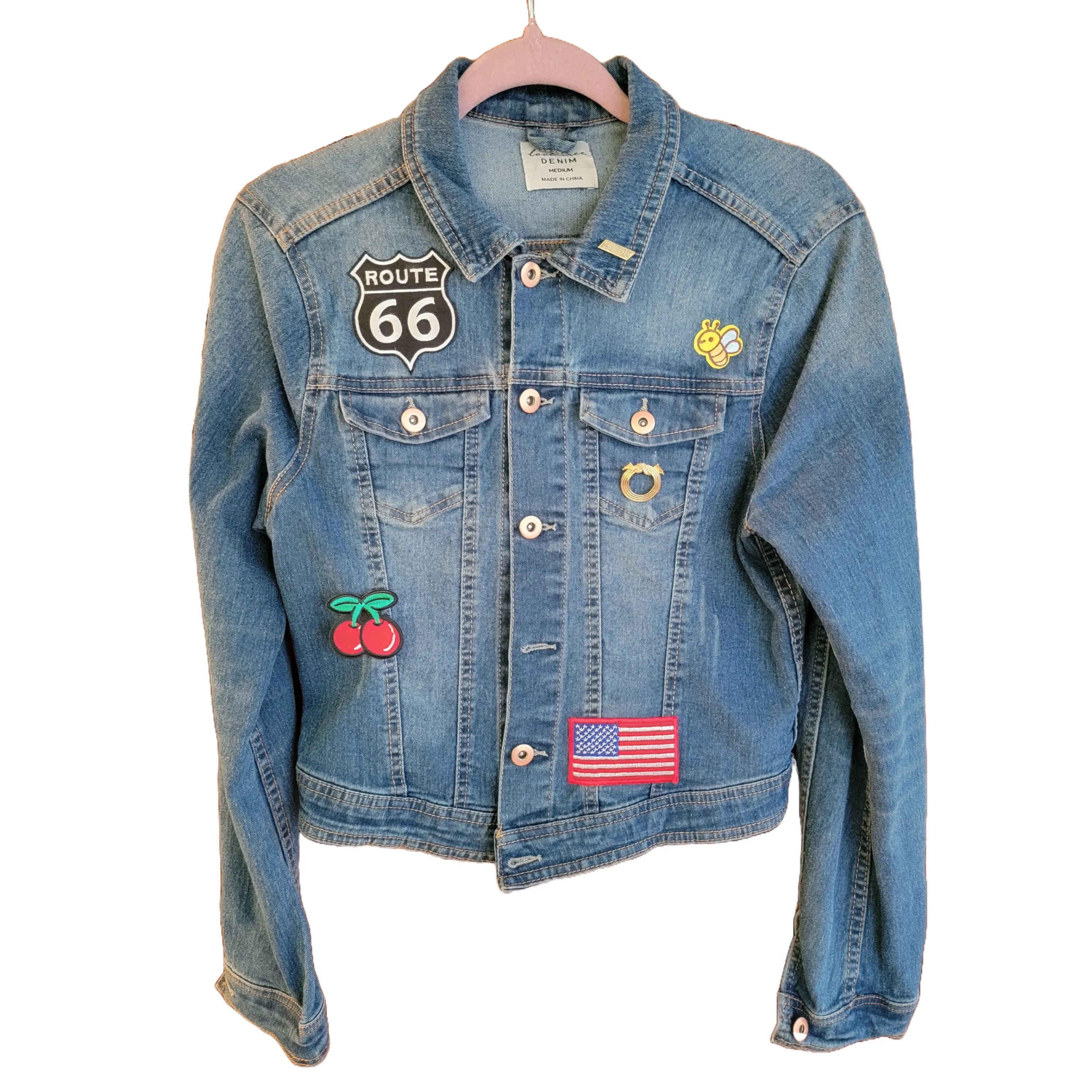 Nice Day Smiley Face Denim Jacket Upcycle