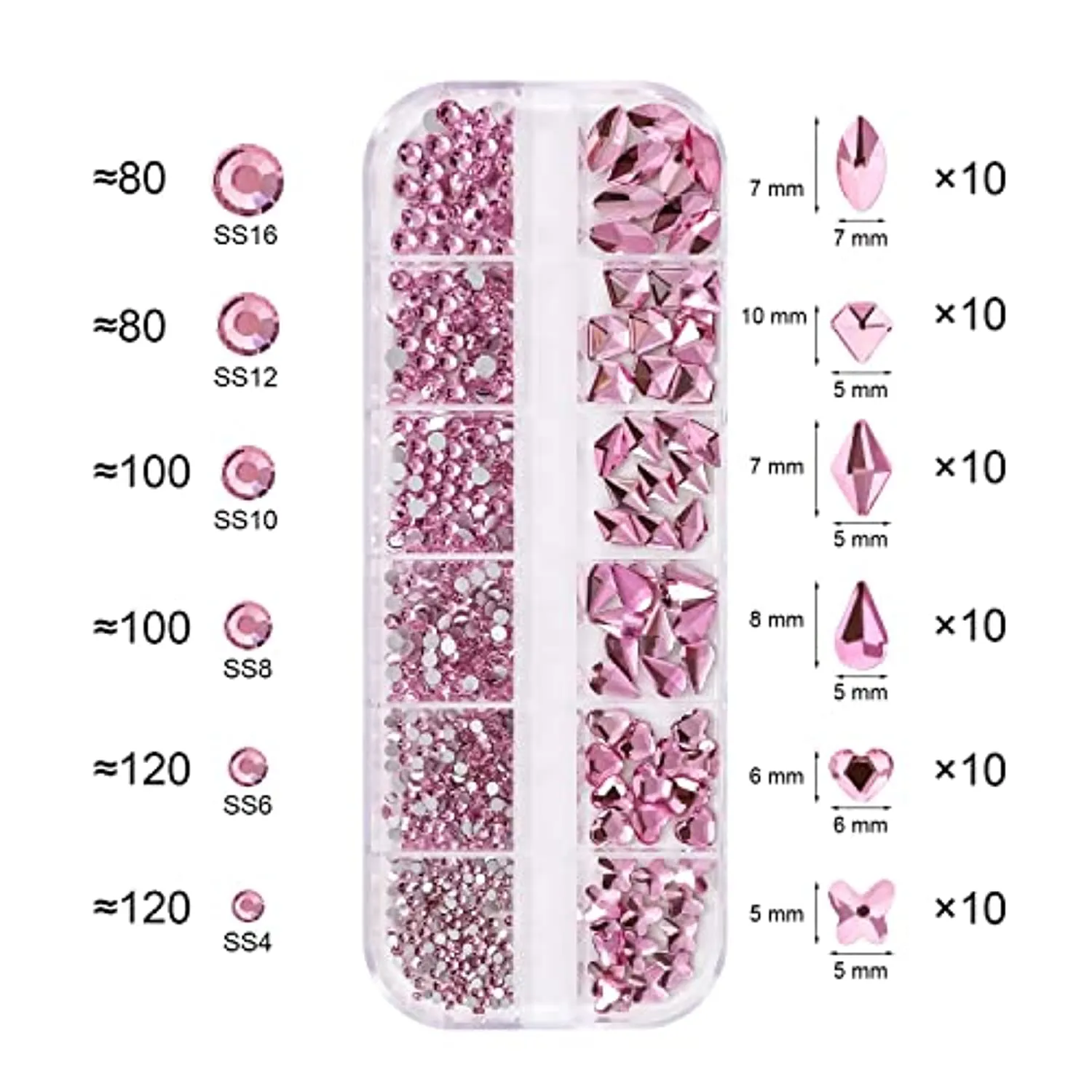 Noverlife 660PCS Nail Art Rhinestones Nail Gemstones, 3D Multi Shapes Flatback Nail Crystals Diamonds for Nail Design, Sparkle Nail Beads with Wax Pen for DIY Craft Makeup Dressup Manicure Decoration