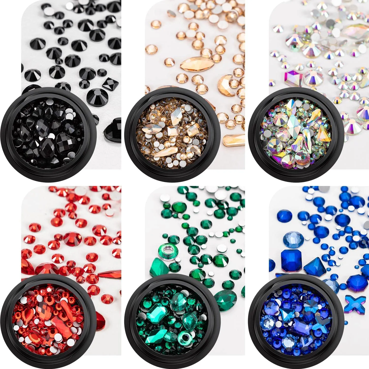 Noverlife 660PCS Nail Art Rhinestones Nail Gemstones, 3D Multi Shapes Flatback Nail Crystals Diamonds for Nail Design, Sparkle Nail Beads with Wax Pen for DIY Craft Makeup Dressup Manicure Decoration