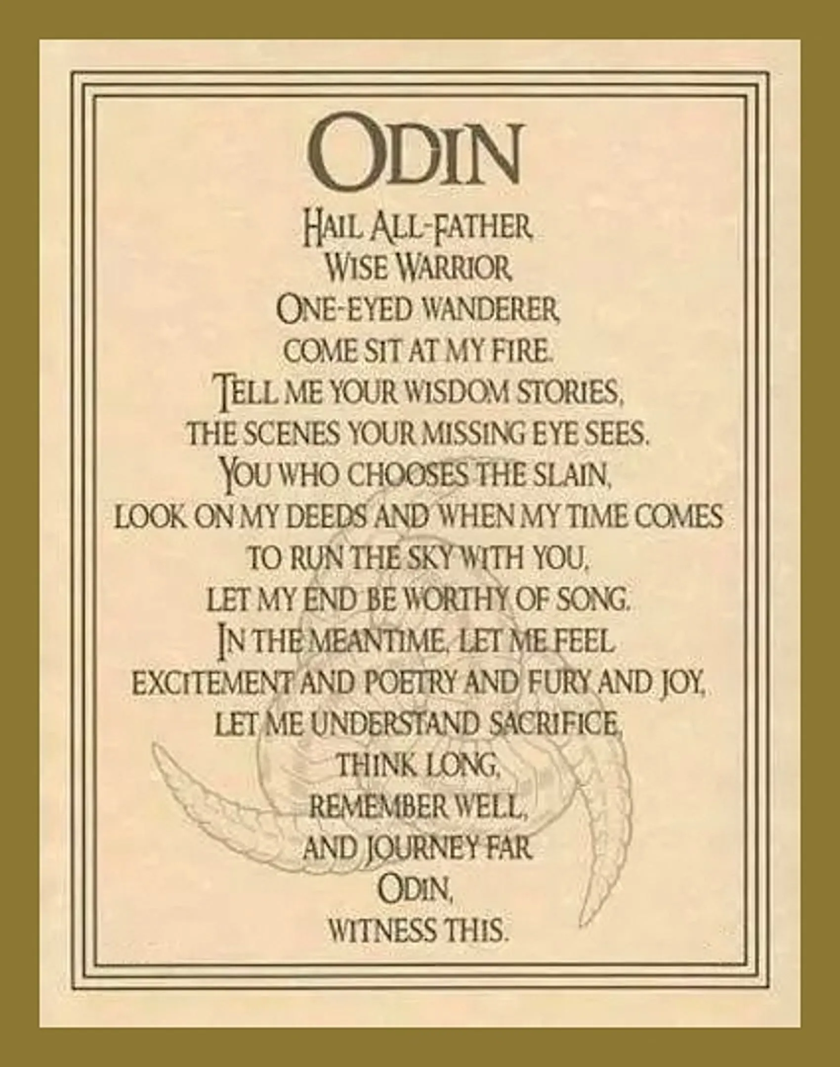 Odin Norse Pagan God Prayer - Wicca Witchcraft Art - Altar Display - Book of Shadows Pages - Education Enthusiasts Digital Download DIY Gift