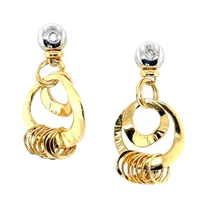 Orlando Orlandini Hammered Circle Dangle Earrings in 18k  White and Yellow Gold
