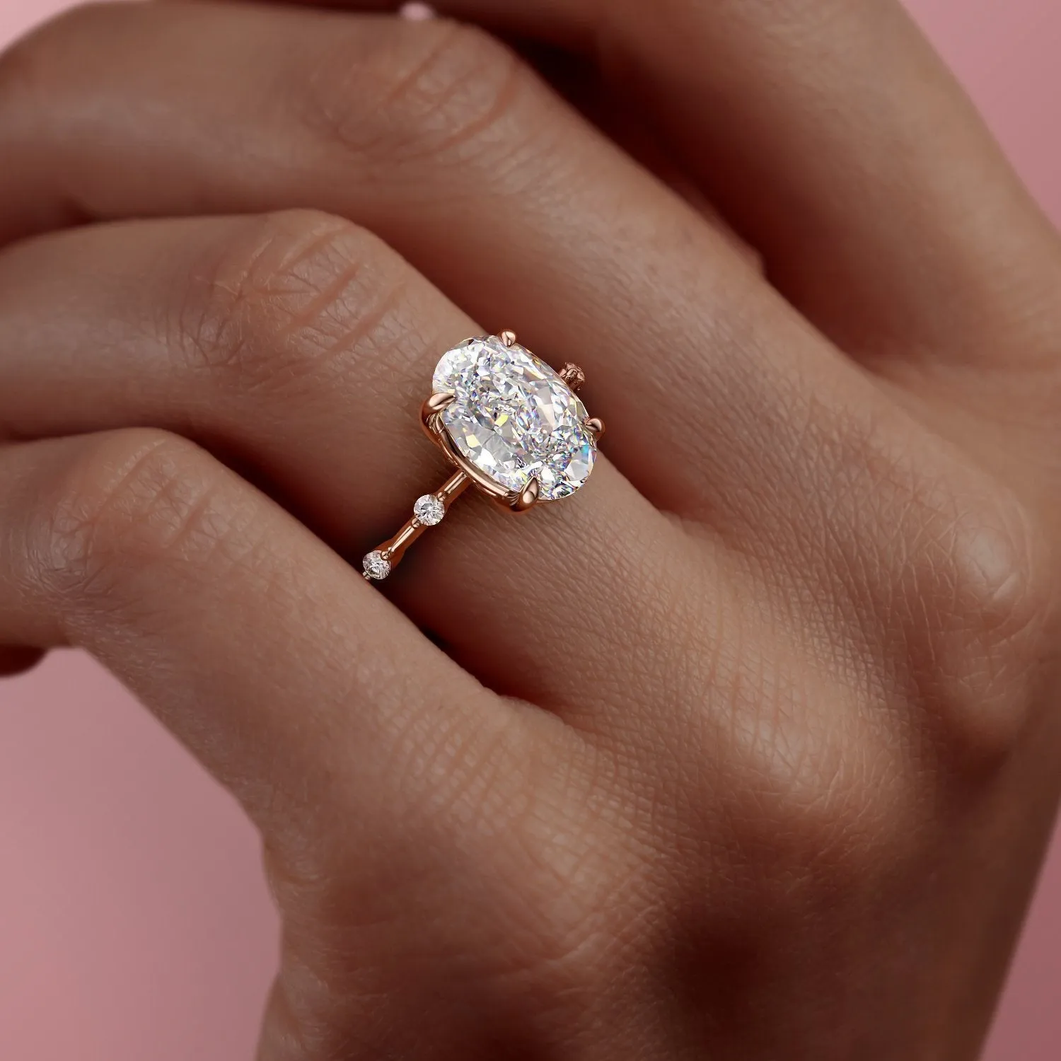 Oval Cut Lab Diamond Ring, Delicate Vintage Style