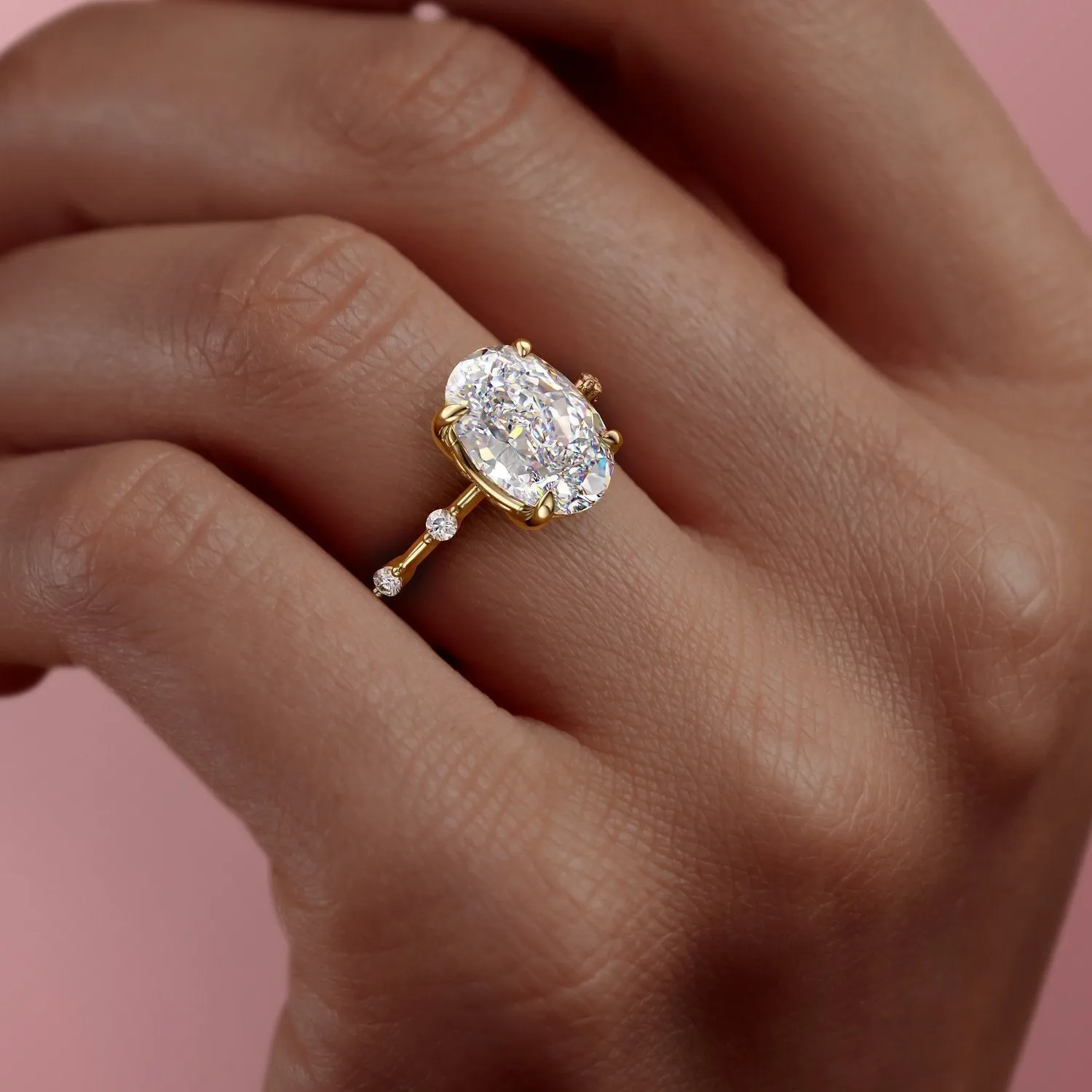 Oval Cut Lab Diamond Ring, Delicate Vintage Style