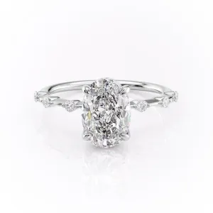 Oval Cut Lab Diamond Ring, Delicate Vintage Style