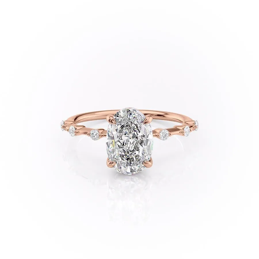 Oval Cut Lab Diamond Ring, Delicate Vintage Style