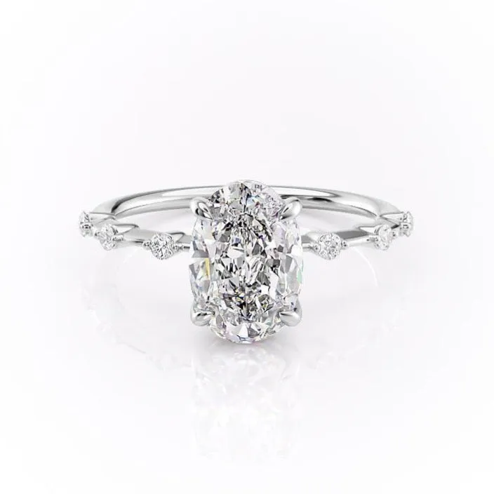 Oval Cut Lab Diamond Ring, Delicate Vintage Style