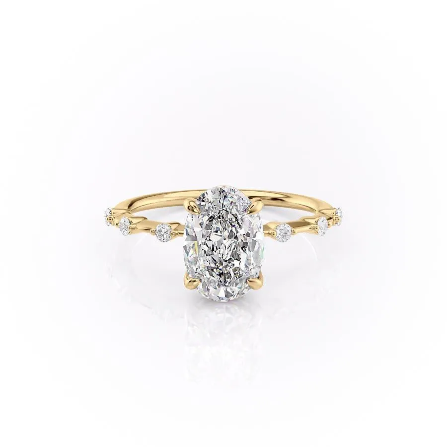 Oval Cut Lab Diamond Ring, Delicate Vintage Style