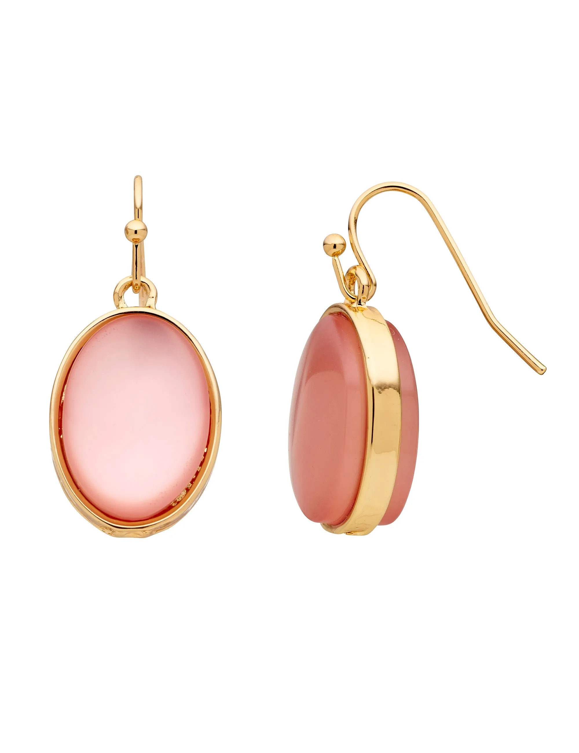 OVAL STONE DROP EARRING