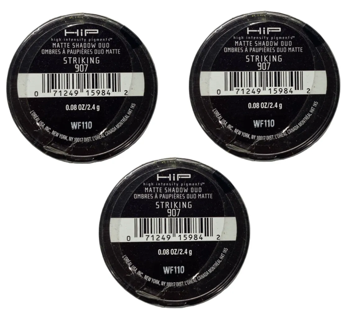 Pack of 3 Loreal HIP Matte Shadow Duo, Striking 907