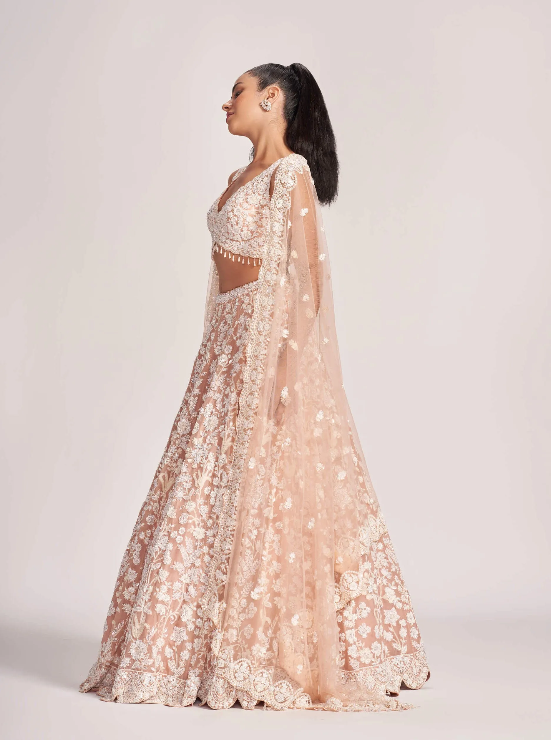 Pale blush embroidered lehenga set