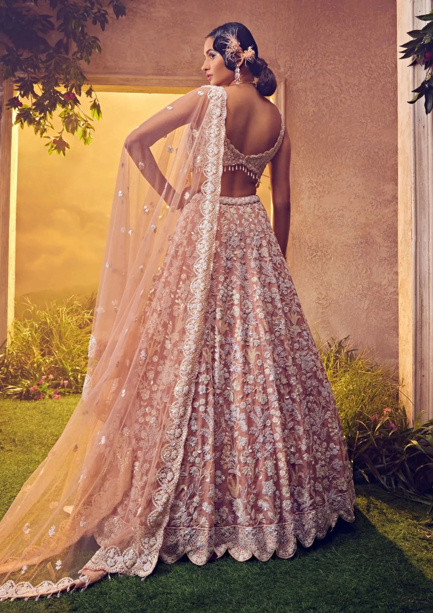 Pale blush embroidered lehenga set
