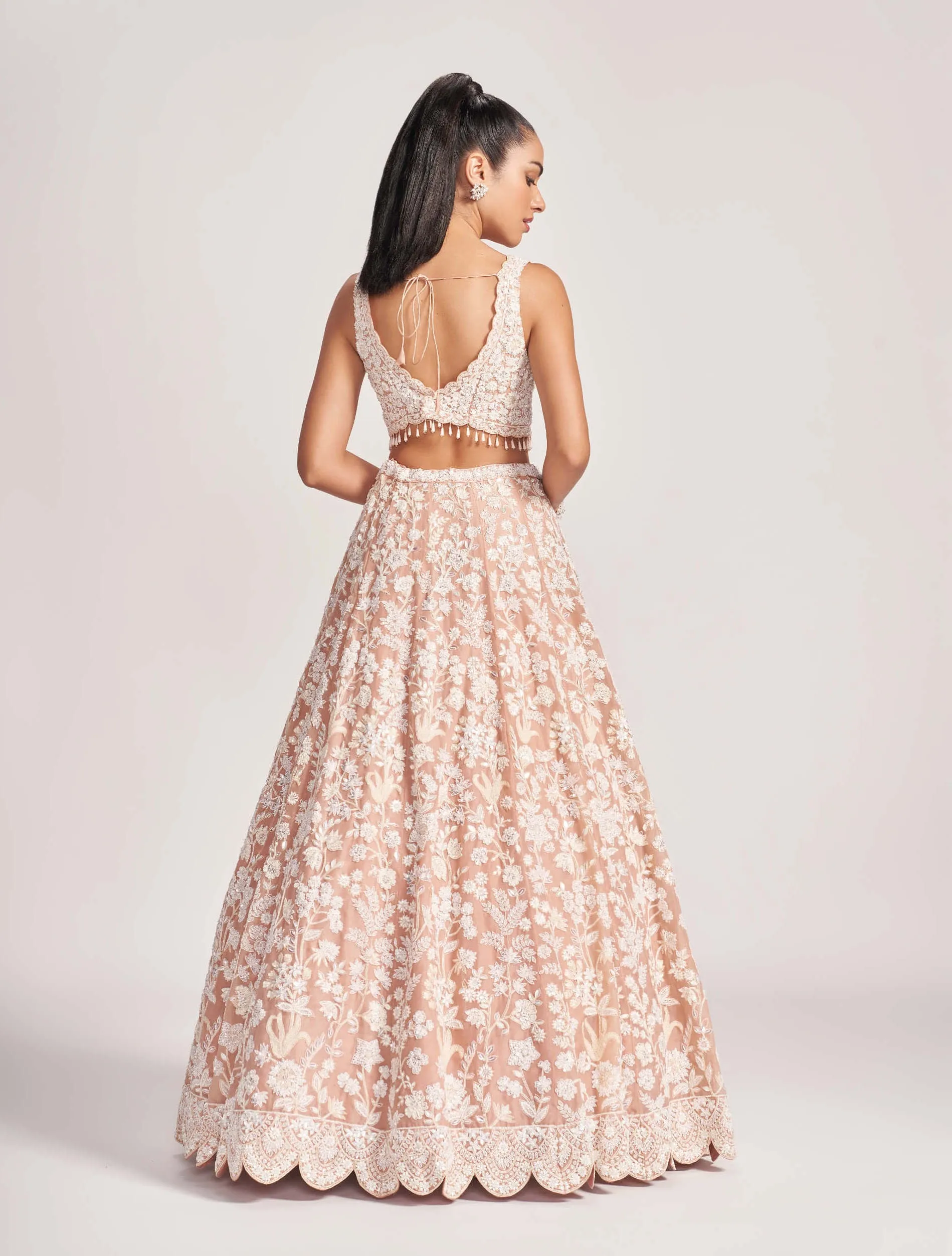Pale blush embroidered lehenga set