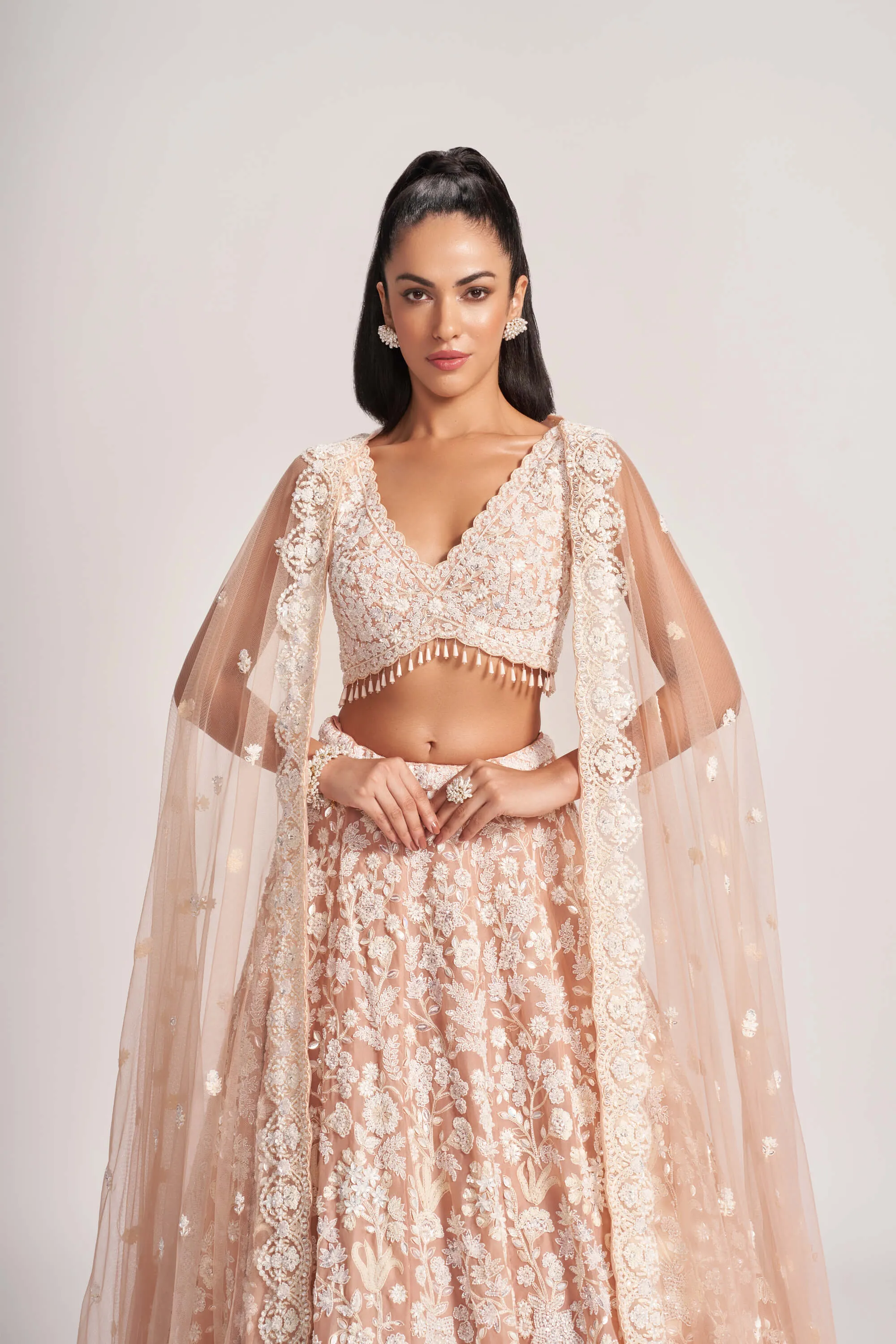 Pale blush embroidered lehenga set