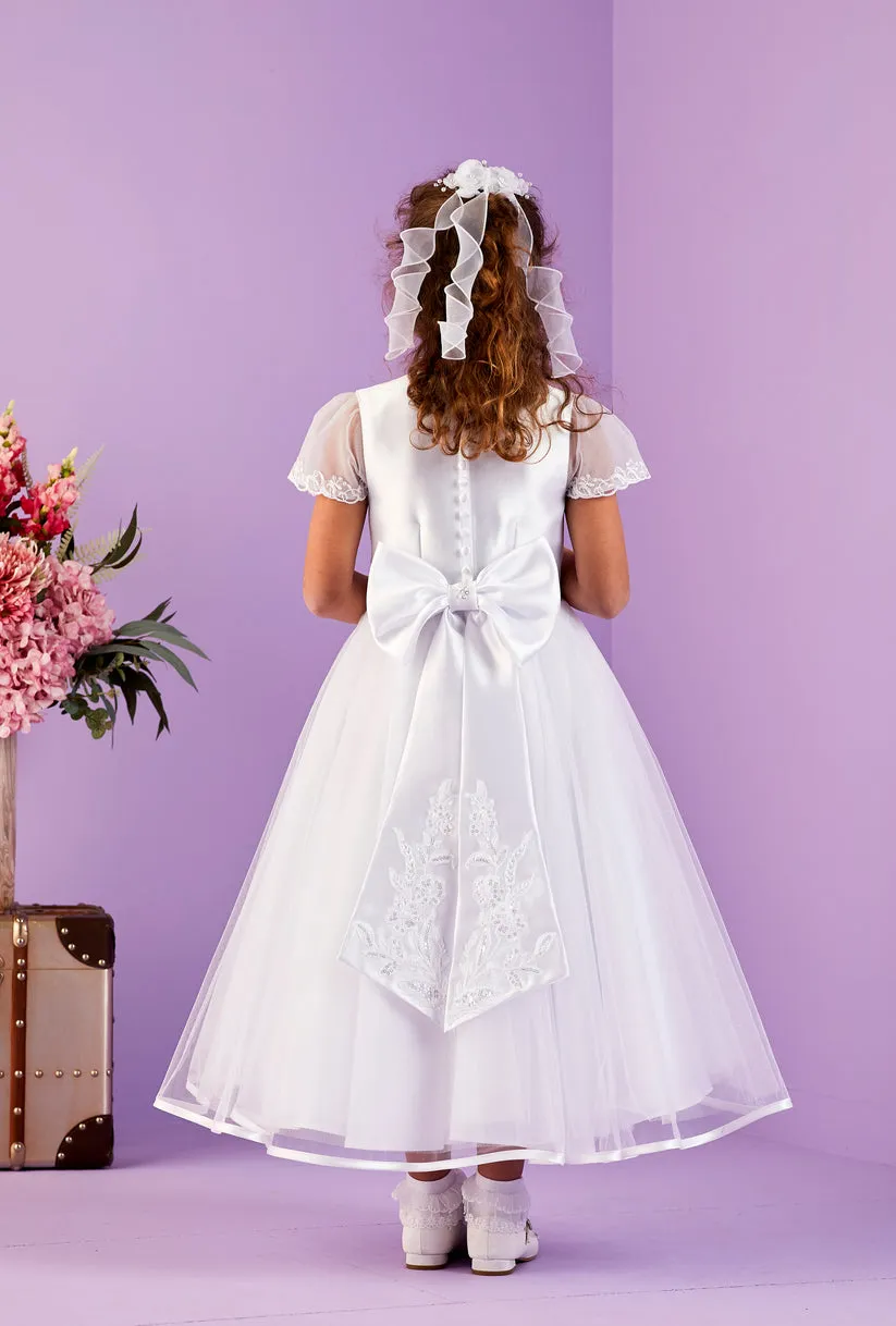 Peridot Girls White Communion Dress:- Liberty
