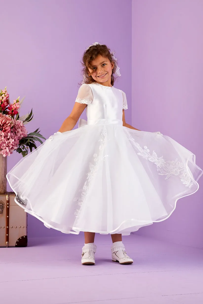 Peridot Girls White Communion Dress:- Liberty