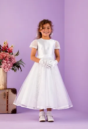 Peridot Girls White Communion Dress:- Liberty