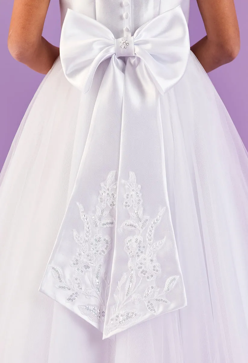 Peridot Girls White Communion Dress:- Liberty