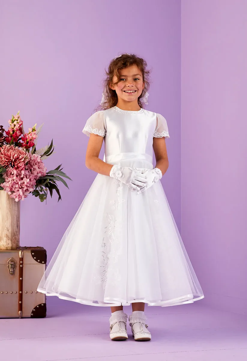 Peridot Girls White Communion Dress:- Liberty