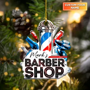 Personalized Barber Shop - Christmas Decorations Custom Shaped Ornament - Barber Christmas Gift
