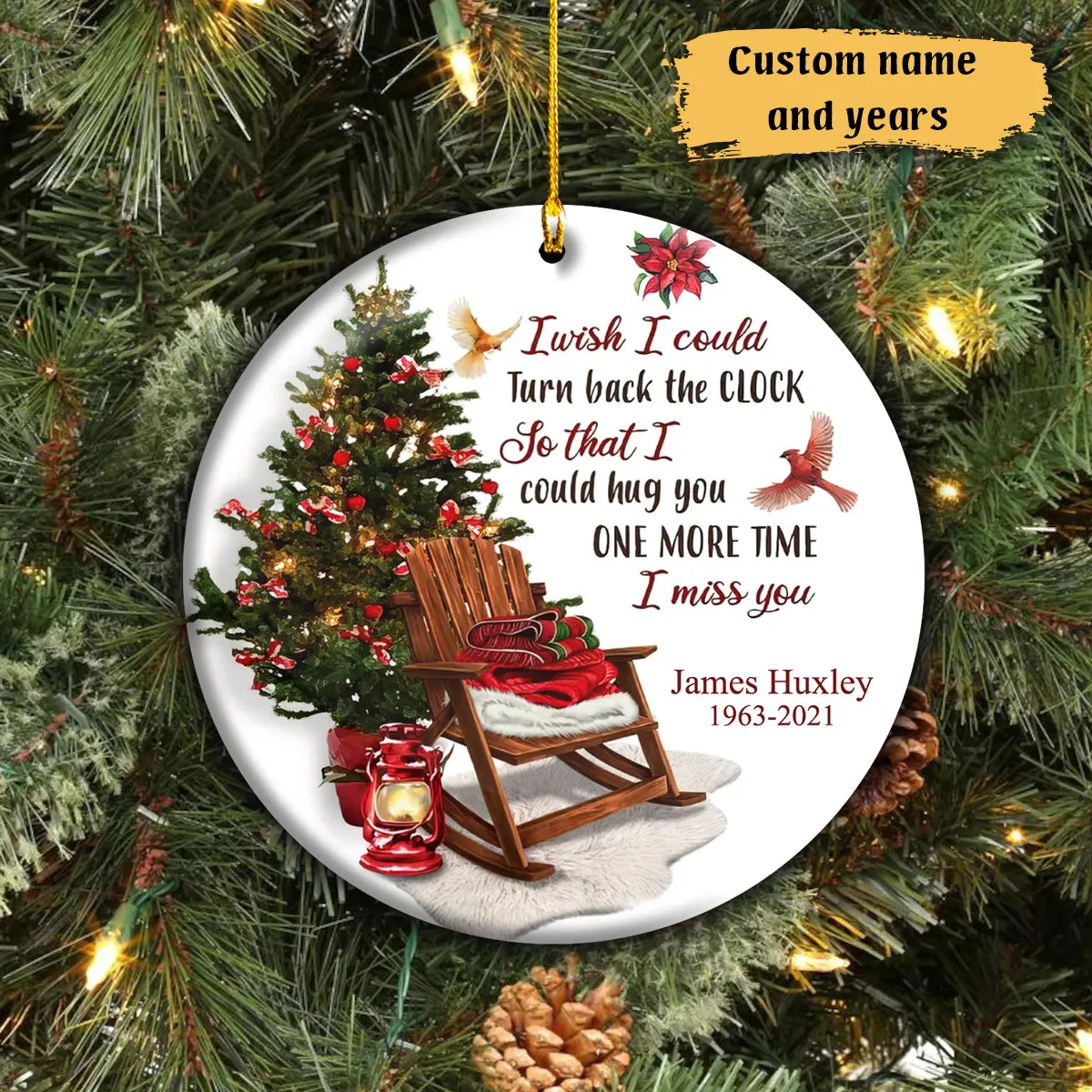 Personalized Ornament I Miss You Christmas Memorial Circle Ornament Christmas