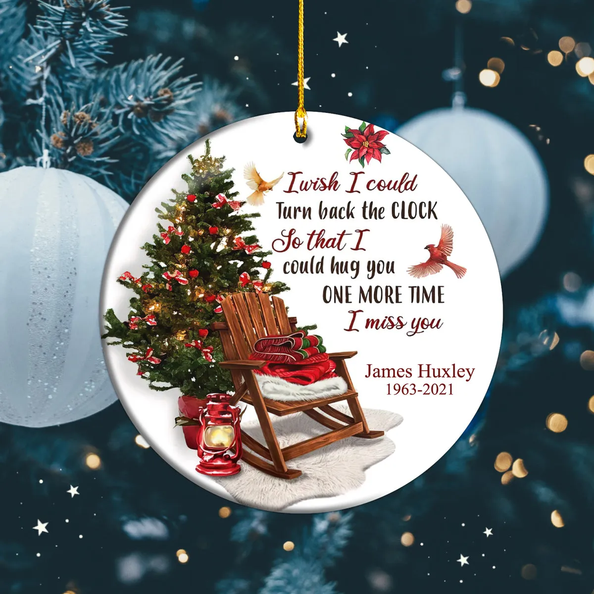 Personalized Ornament I Miss You Christmas Memorial Circle Ornament Christmas