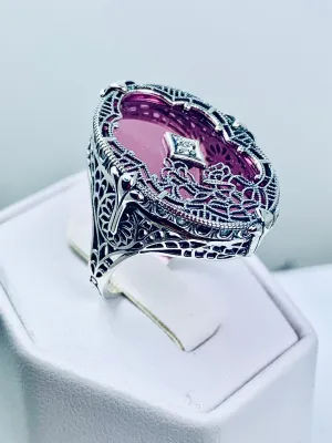 Petal Pink Camphor Glass Ring, Size 8, Oval Stained-Glass with inset, Looking Glass #D594 - Ready to Ship